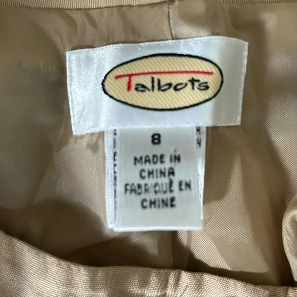 Talbots  pants crop / ankle  high waisted  100% cotton khaki/ embroidery  size 8 - Picture 2 of 9